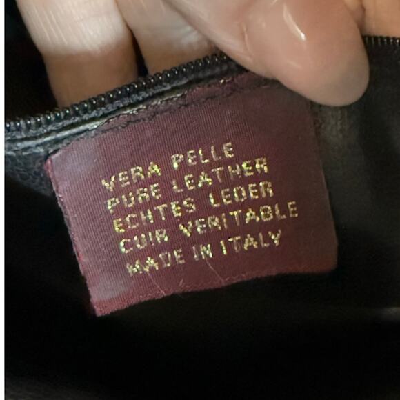 Valentino by Mario Valentino Handbag Black Brown Leather Shoulder Purse Slouchy - Picture 10 of 16